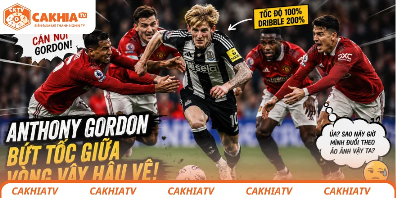 Anthony Gordon bứt tốc giữa vòng vây hậu vệ